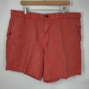 Brooks Brothers Men's Chino Shorts Linen‎ Blend Coral Orange Size 42 x 8" Inseam